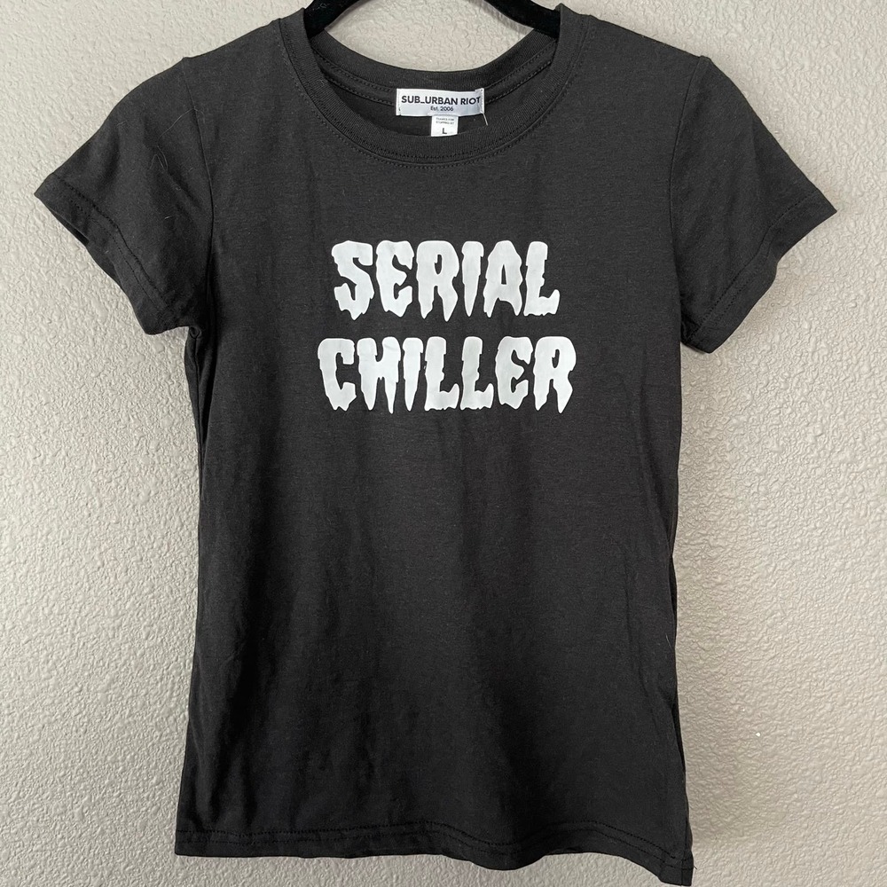 Sub Urban Riot Serial Chiller Kids Black Horror Goth Dark Graphic Tee Large